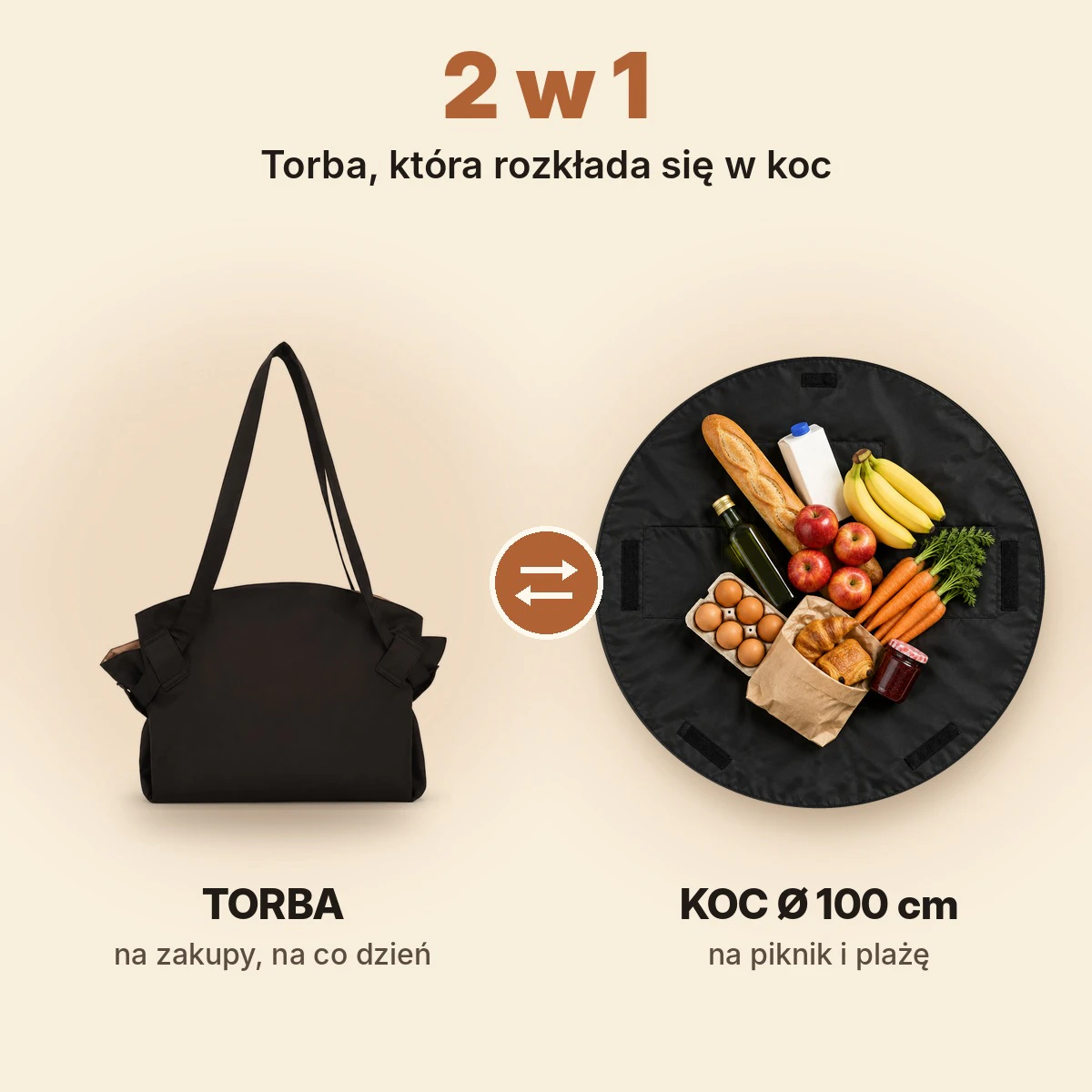 KOTO – torba na zakupy i koc w jednym 1